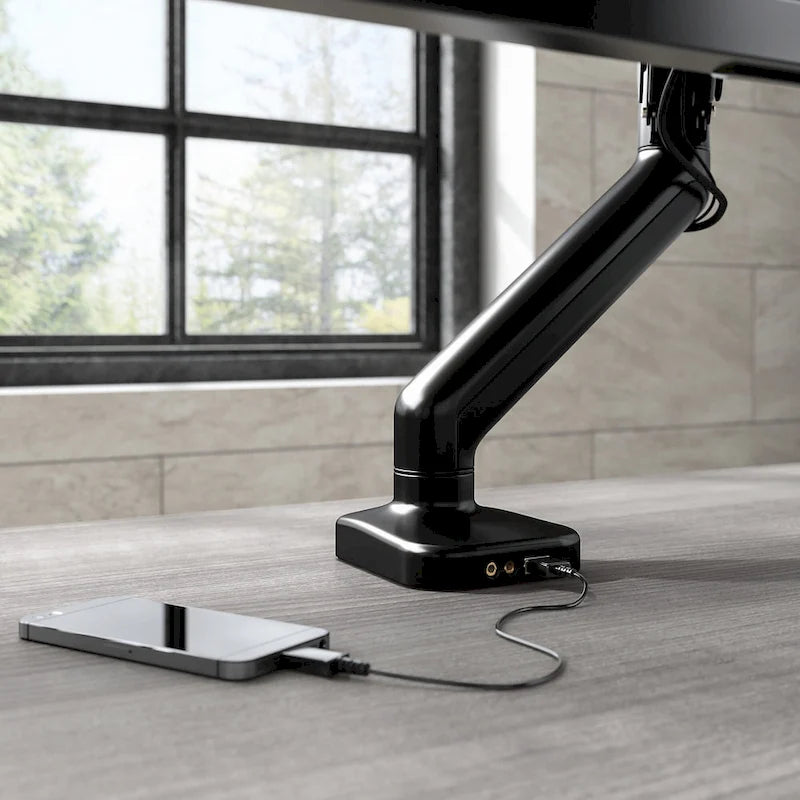 Brazo de monitor ajustable con puerto USB - Pantallas de 17 a 32 pulgadas