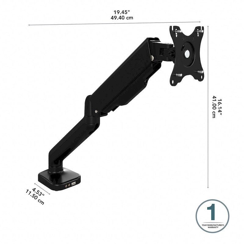 Brazo de monitor ajustable con puerto USB - Pantallas de 17 a 32 pulgadas