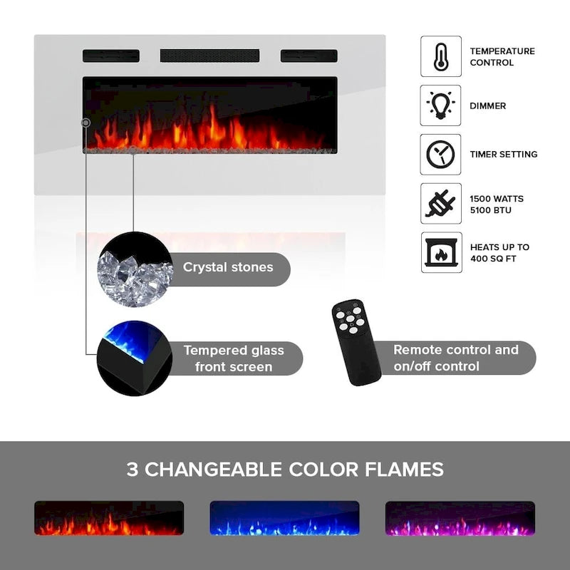 Aparador moderno para chimenea eléctrica de 63 pulgadas con 4 estantes abiertos