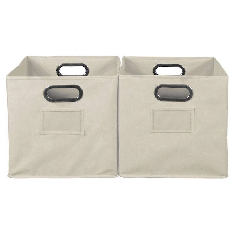 Juego de 2 cestas de almacenamiento plegables de tela - Natural
