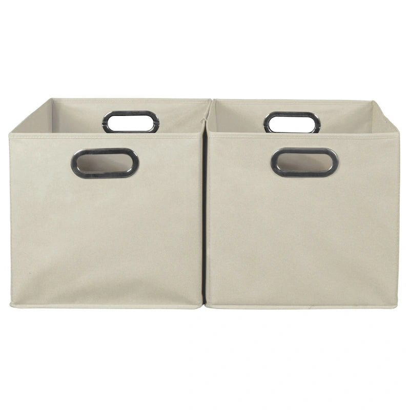 Juego de 2 cestas de almacenamiento plegables de tela - Natural