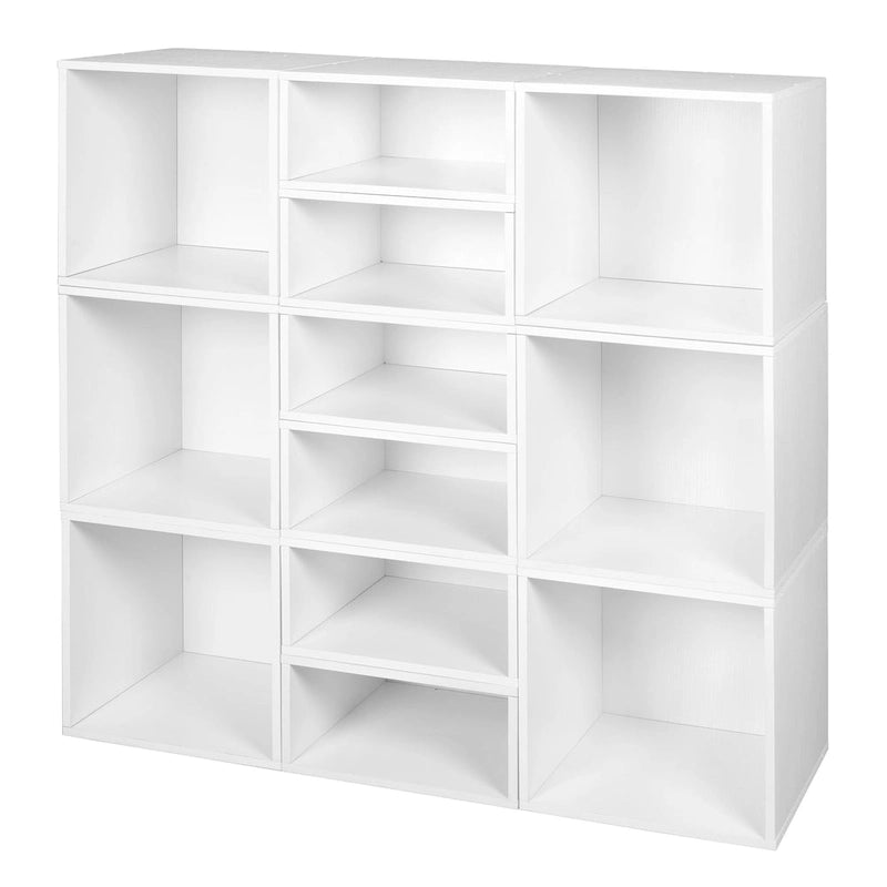 Noble Connect Storage Set- 6 Full Cubes/6 Half Cubes- White Wood Grain