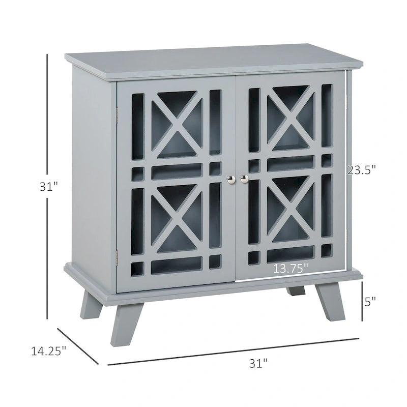 Mueble aparador consola con puertas caladas Accent, gris