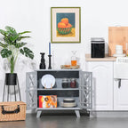 Mueble aparador consola con puertas caladas Accent, gris