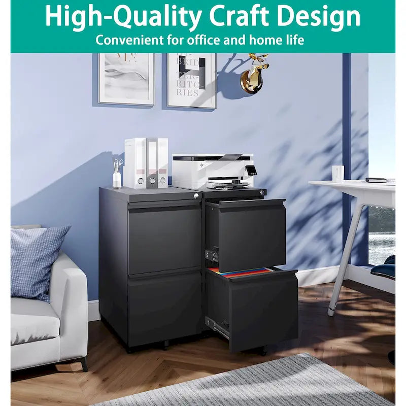 Archivador móvil de 2 cajones Archivadores de cajones para guardar debajo del escritorio
