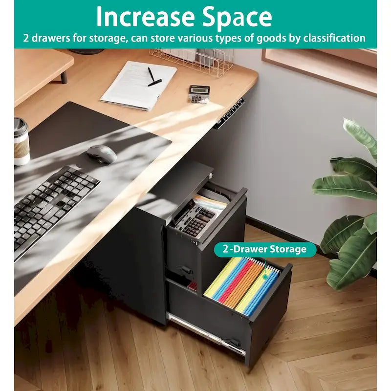 Archivador móvil de 2 cajones Archivadores de cajones para guardar debajo del escritorio