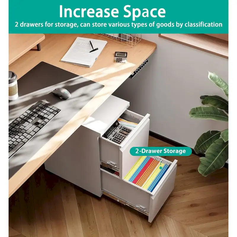 Archivador móvil de 2 cajones Archivadores de cajones para guardar debajo del escritorio