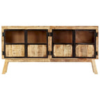 Aparador de madera maciza de mango rugosa, marrón y negro, 63x11.8x31.5