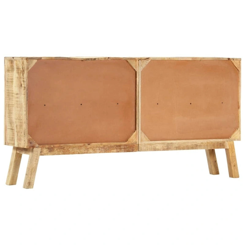 Aparador de madera maciza de mango rugosa, marrón y negro, 63x11.8x31.5