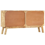 Aparador de madera maciza de mango rugosa, marrón y negro, 63x11.8x31.5