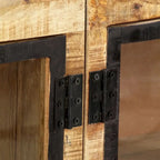 Aparador de madera maciza de mango rugosa, marrón y negro, 63x11.8x31.5