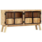 Aparador de madera maciza de mango rugosa, marrón y negro, 63x11.8x31.5