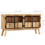 Aparador de madera maciza de mango rugosa, marrón y negro, 63x11.8x31.5