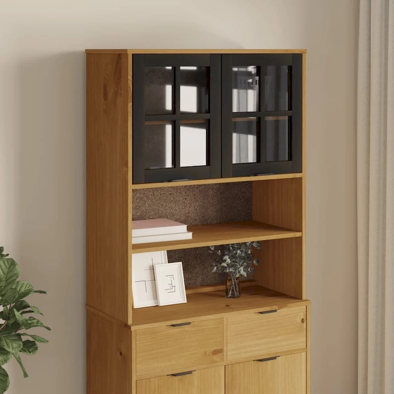 Parte superior para aparador con puertas de cristal - Madera de pino maciza 31,5x14,6x39,4