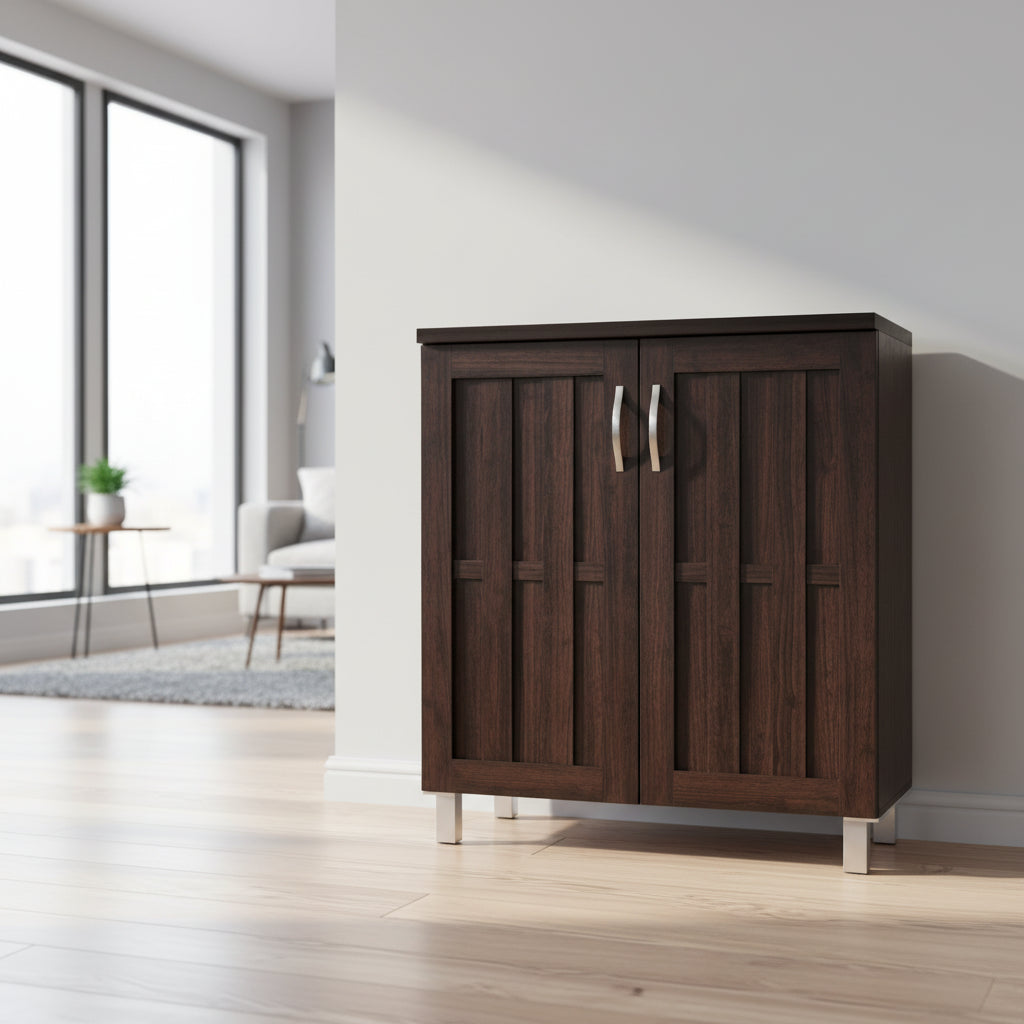 Excel Modern and Contemporary Dark Brown Sideboard Storage Cabinet - 31.2 High x 15.6 Wide x 35.1 Deep