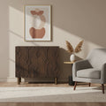 Mueble Auxiliar de Color Marrón Oscuro con Diseño de Diamantes y Estante - 36.0L x 16.3W x 32.0H