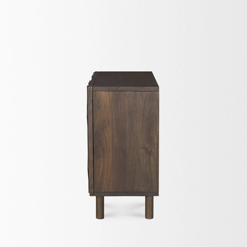 Mueble Auxiliar de Color Marrón Oscuro con Diseño de Diamantes y Estante - 36.0L x 16.3W x 32.0H