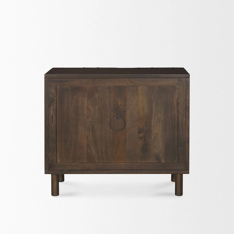 Mueble Auxiliar de Color Marrón Oscuro con Diseño de Diamantes y Estante - 36.0L x 16.3W x 32.0H