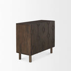 Mueble Auxiliar de Color Marrón Oscuro con Diseño de Diamantes y Estante - 36.0L x 16.3W x 32.0H