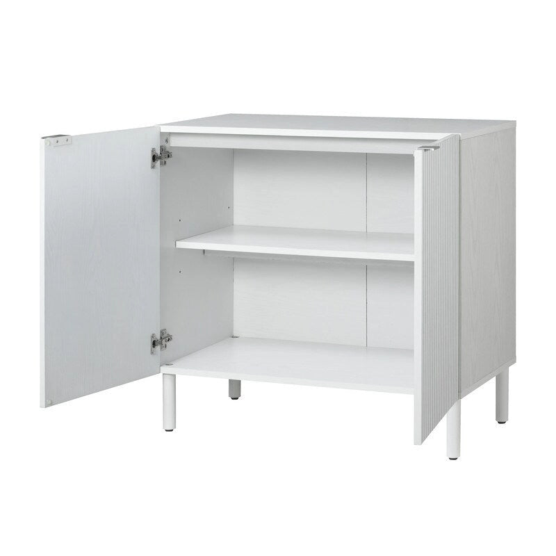 Armario blanco de 2 puertas con ranuras verticales y estante ajustable