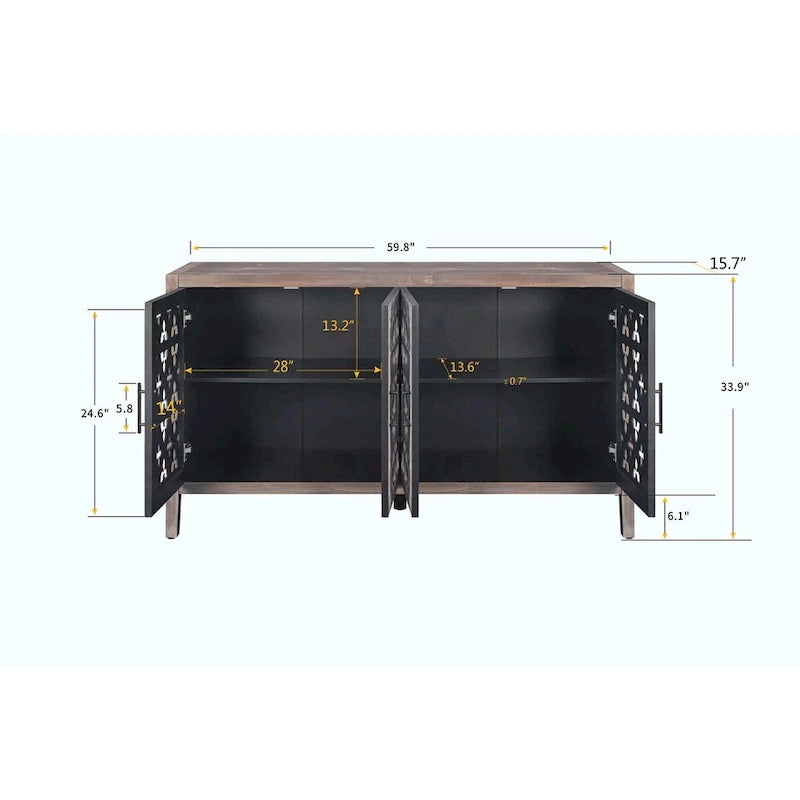Mueble Americano de Estilo Campestre Hueco de Cuatro Puertas Antiguo