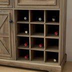 Aparador de granja con almacenamiento y 2 cajones, mueble bar con botelleros extraíbles y estantes de almacenamiento