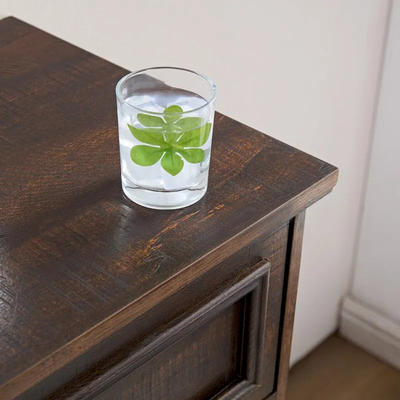 Aparador de granja con almacenamiento y 2 cajones, mueble bar con botelleros extraíbles y estantes de almacenamiento