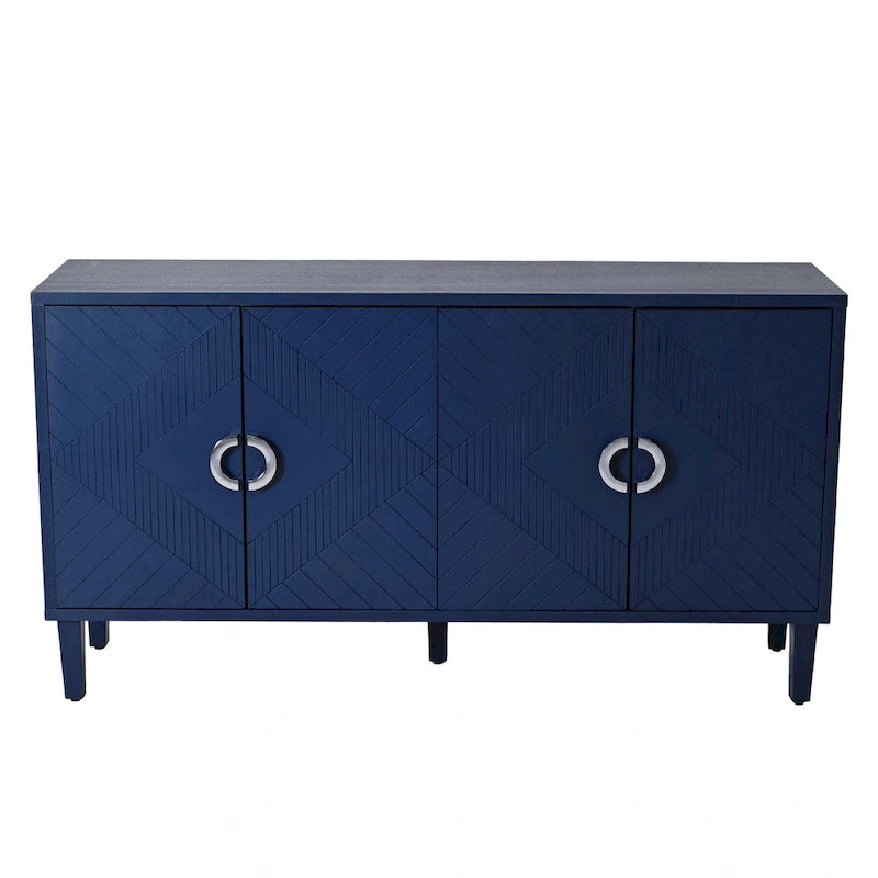 Elegante y funcional gabinete de almacenamiento de 4 puertas con patas de pino y MDF, para sala de estar, dormitorio y cocina