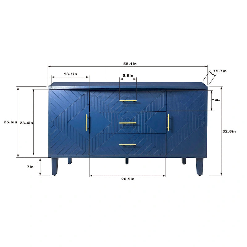 Elegante y funcional gabinete de almacenamiento de 4 puertas con patas de pino y MDF, para sala de estar, dormitorio y cocina