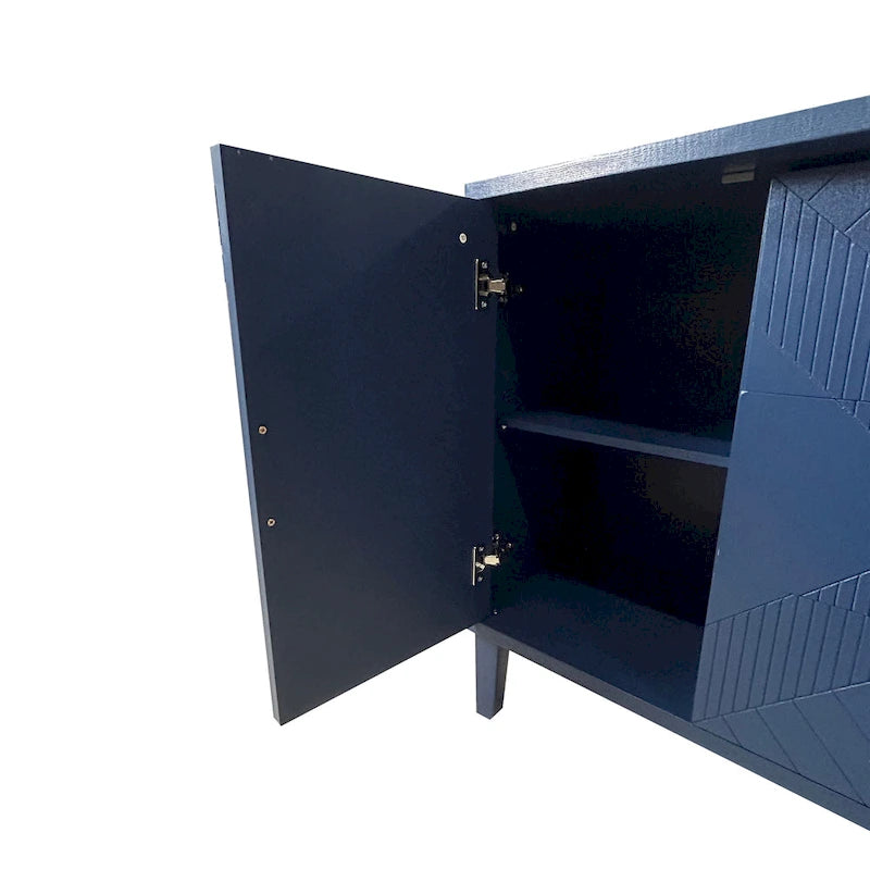 Elegante y funcional gabinete de almacenamiento de 4 puertas con patas de pino y MDF, para sala de estar, dormitorio y cocina