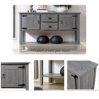Mesa consola con 2 cajones, armarios y estante inferior, mueble aparador de comedor de estilo retro (gris antiguo)