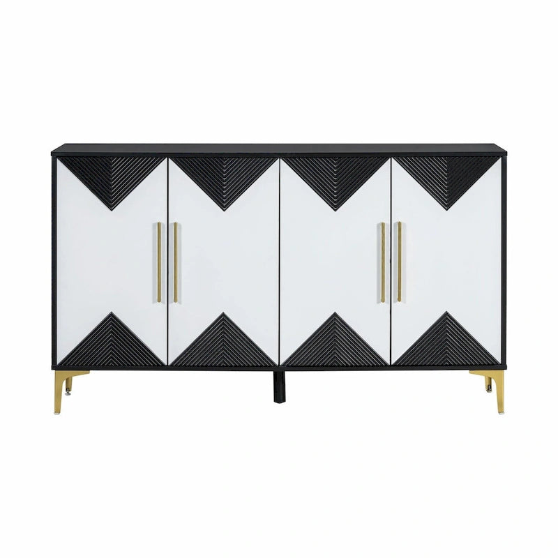 Armario único de cuatro puertas con diseño triangular bicolor