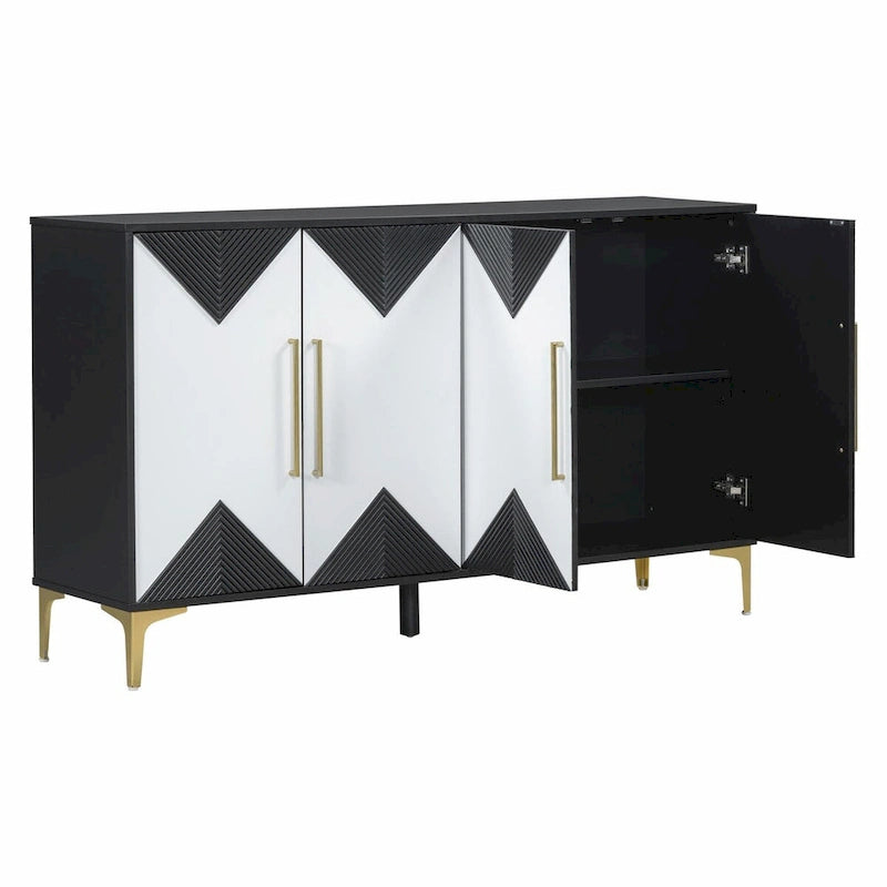 Armario único de cuatro puertas con diseño triangular bicolor