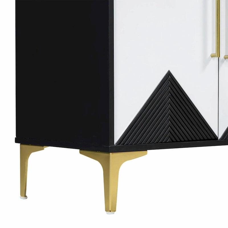 Armario único de cuatro puertas con diseño triangular bicolor