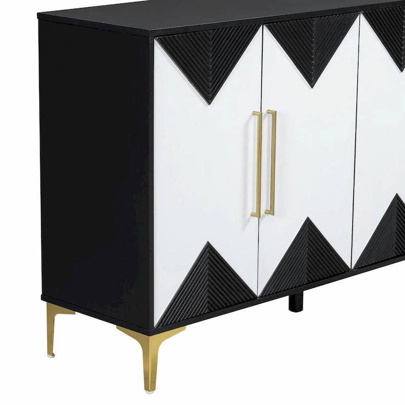 Armario único de cuatro puertas con diseño triangular bicolor