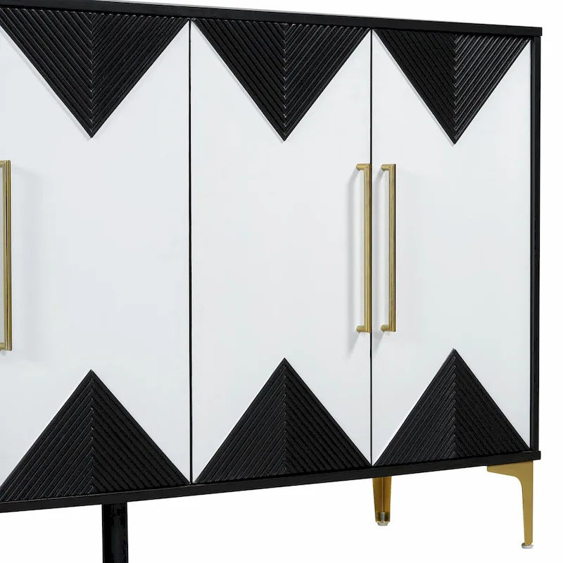 Armario único de cuatro puertas con diseño triangular bicolor