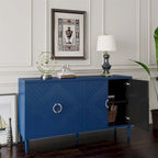 Elegante y funcional gabinete de almacenamiento de 4 puertas con patas de pino y MDF