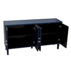 Elegante y funcional gabinete de almacenamiento de 4 puertas con patas de pino y MDF