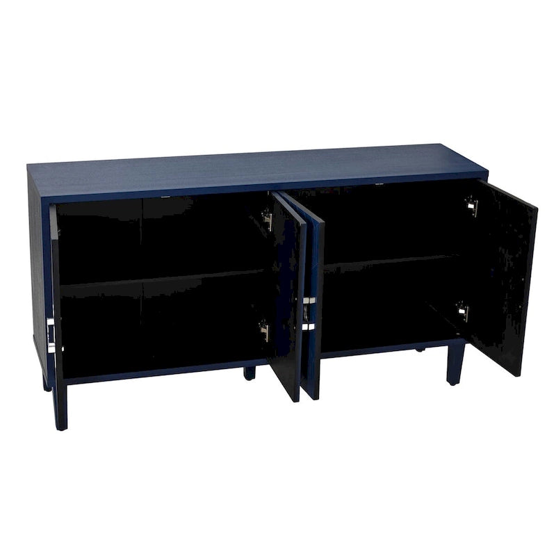 Elegante y funcional gabinete de almacenamiento de 4 puertas con patas de pino y MDF