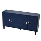 Elegante y funcional gabinete de almacenamiento de 4 puertas con patas de pino y MDF