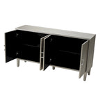 Elegante y funcional gabinete de almacenamiento de 4 puertas con patas de pino y MDF