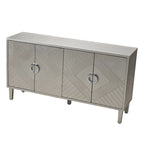 Elegante y funcional gabinete de almacenamiento de 4 puertas con patas de pino y MDF