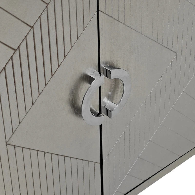 Elegante y funcional gabinete de almacenamiento de 4 puertas con patas de pino y MDF