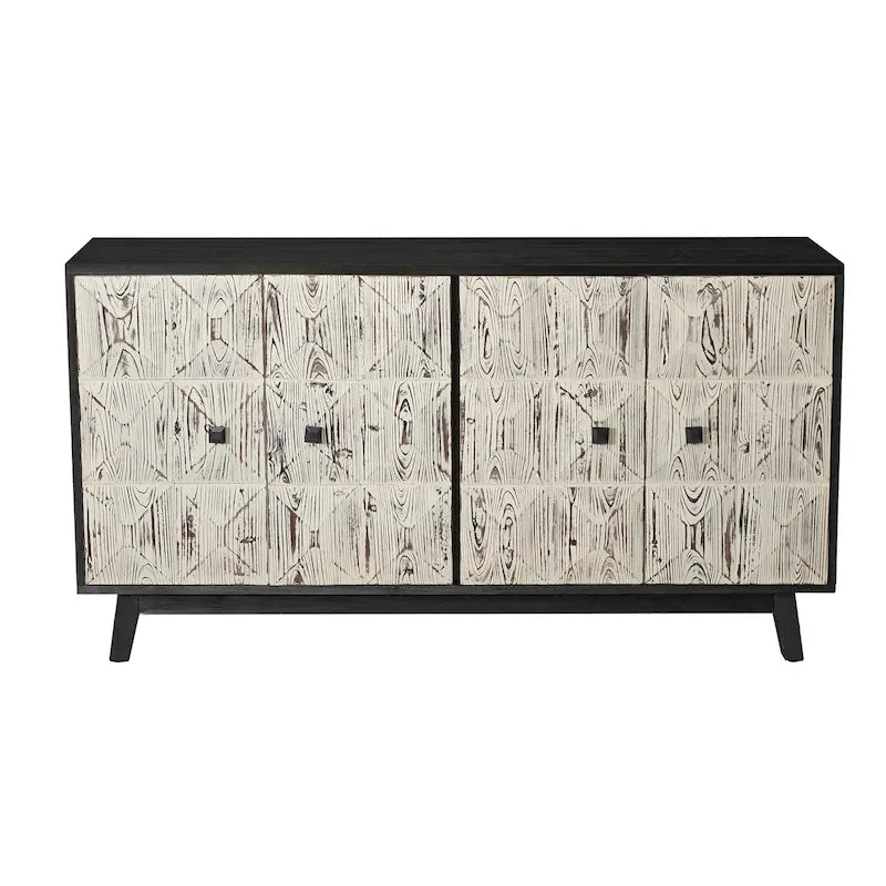 Aparador vintage de 4 puertas de 59,84 pulgadas, mueble aparador independiente