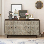 Aparador vintage de 4 puertas de 59,84 pulgadas, mueble aparador independiente