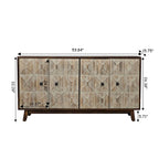 Aparador vintage de 4 puertas de 59,84 pulgadas, mueble aparador independiente