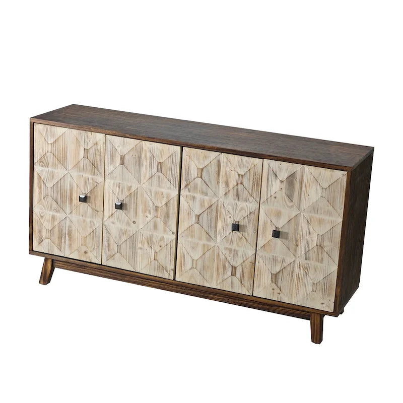 Aparador vintage de 4 puertas de 59,84 pulgadas, mueble aparador independiente