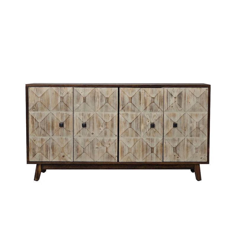 Aparador vintage de 4 puertas de 59,84 pulgadas, mueble aparador independiente