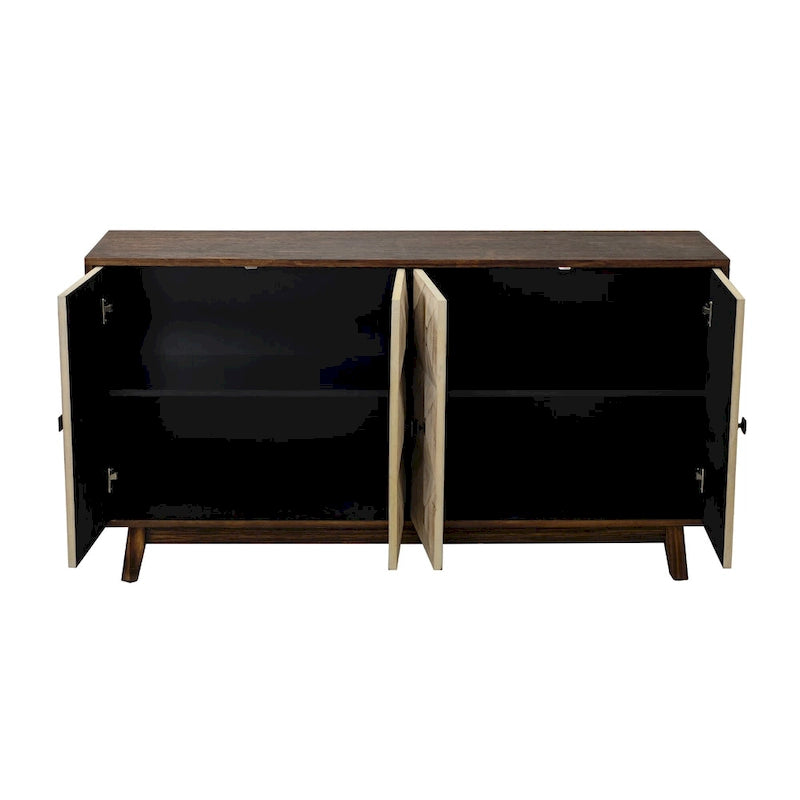 Aparador vintage de 4 puertas de 59,84 pulgadas, mueble aparador independiente