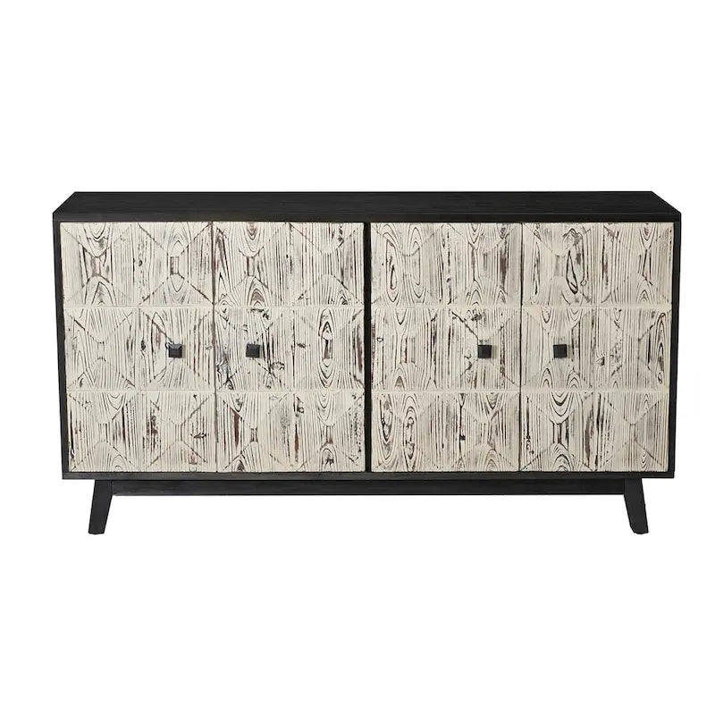 Aparador vintage de 4 puertas de 59,84 pulgadas, mueble aparador independiente